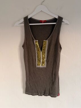 Vintage EDC Brown Tank with Gold Sequin